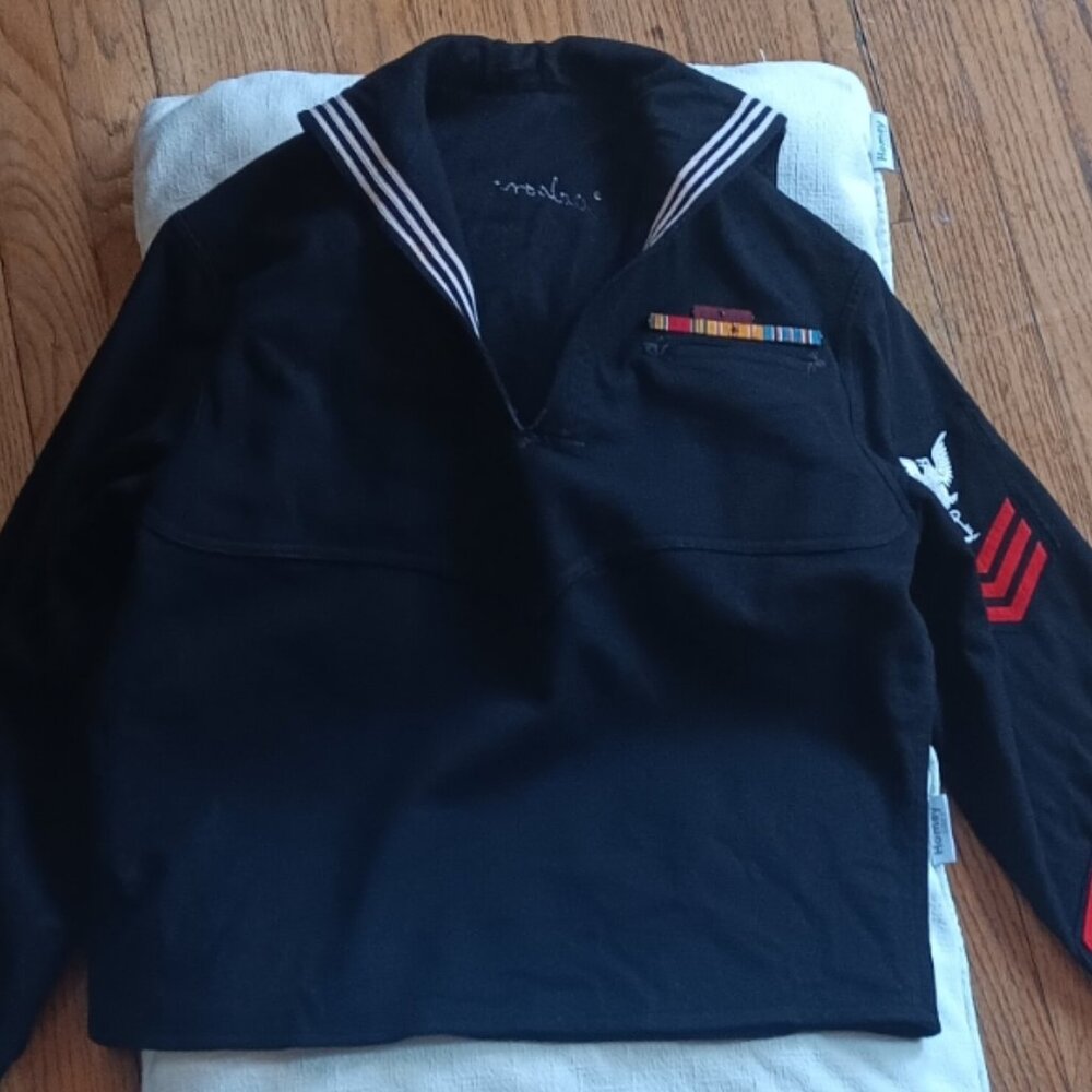 Navy Coat, (Real USA Military) E6 logistics-specialist , thick material - Small